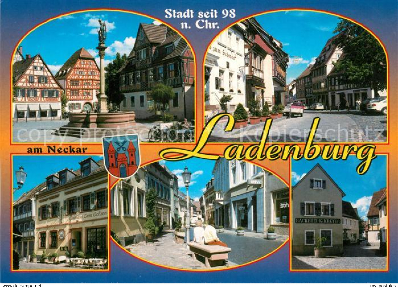 Ladenburg Altstadt Fachwerkhaeuser Brunnen Gasse