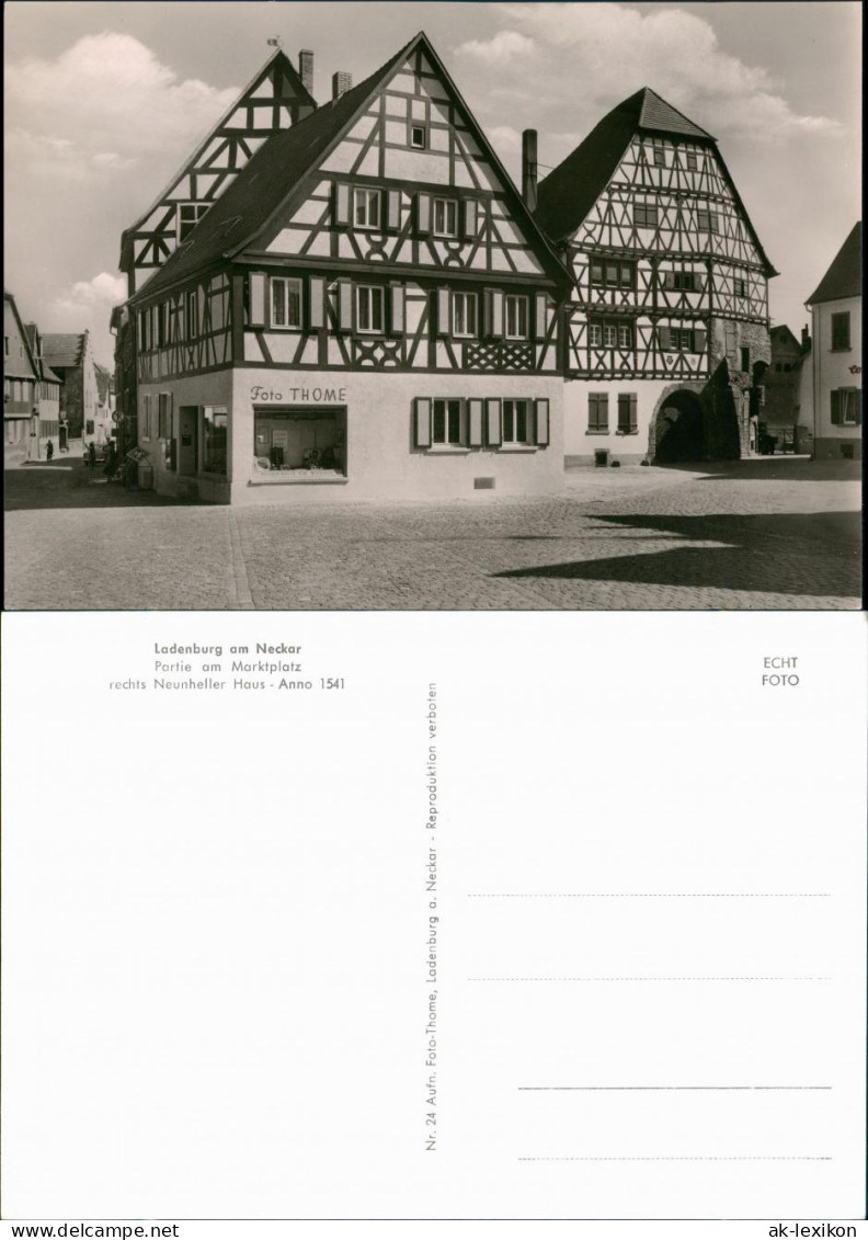 Ladenburg (Neckar) Partie am Marktplatz, Geschäft Foto   Fachwerk-Bauten 1960