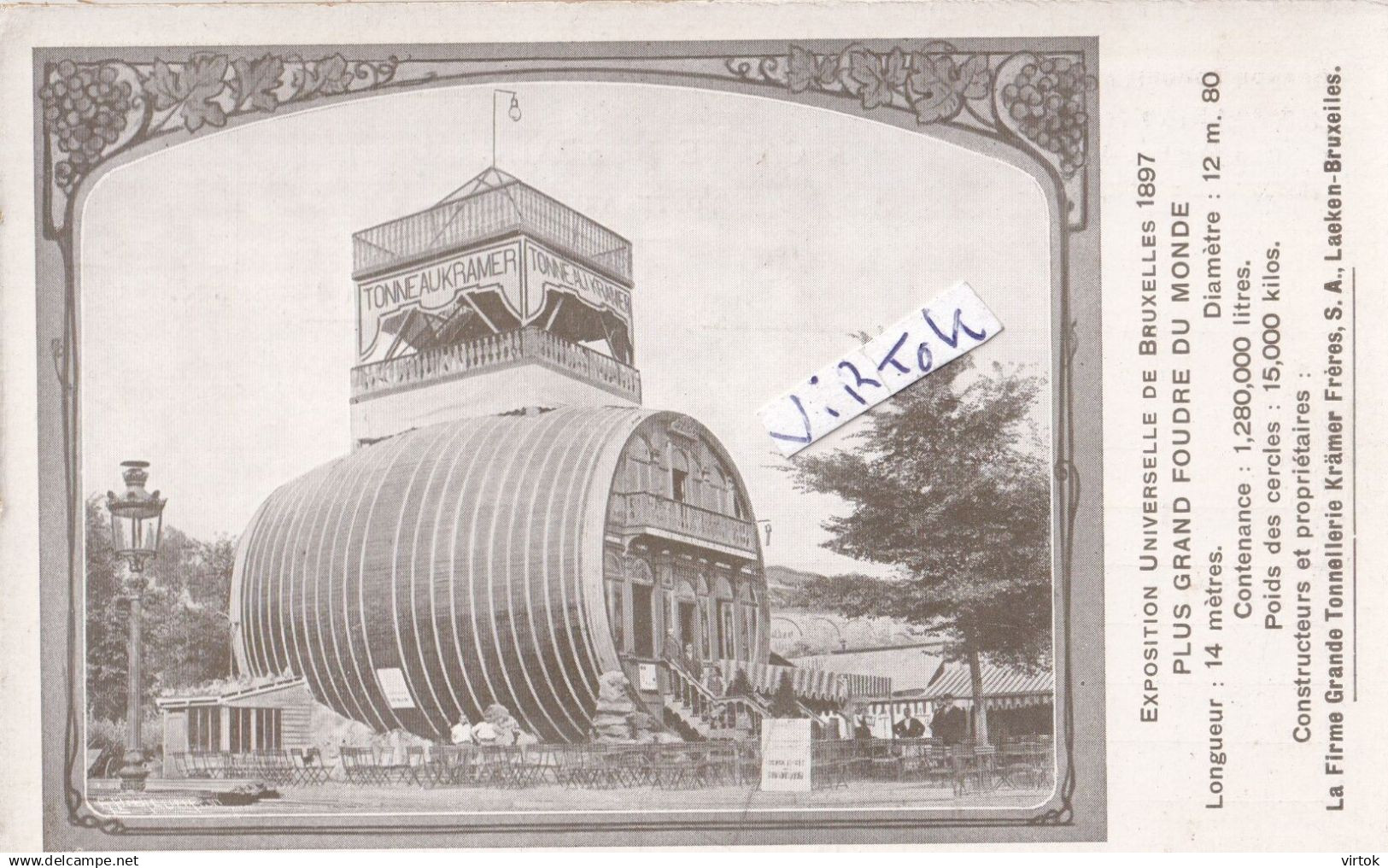 Laeken - Laken : Grande Tonnellerie S.A. : Krämer Frères :  rue Mellery