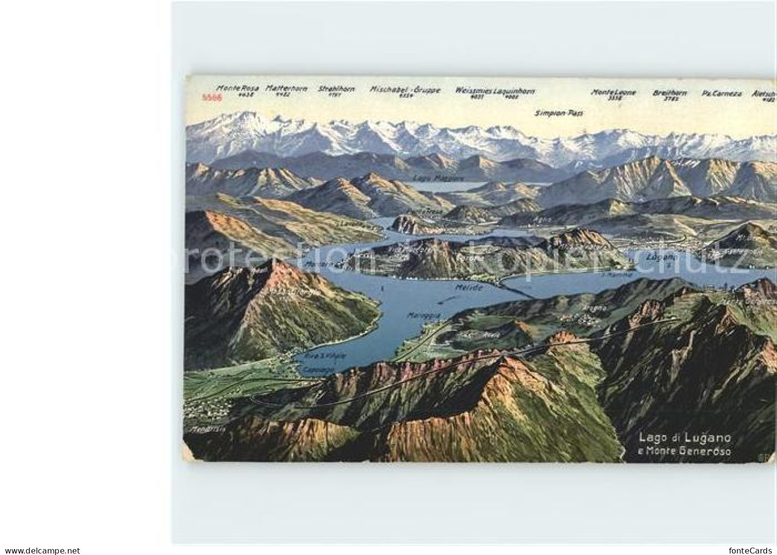 Lago di Lugano TI Panorama Monte Rosa Matterhorn Maroggia