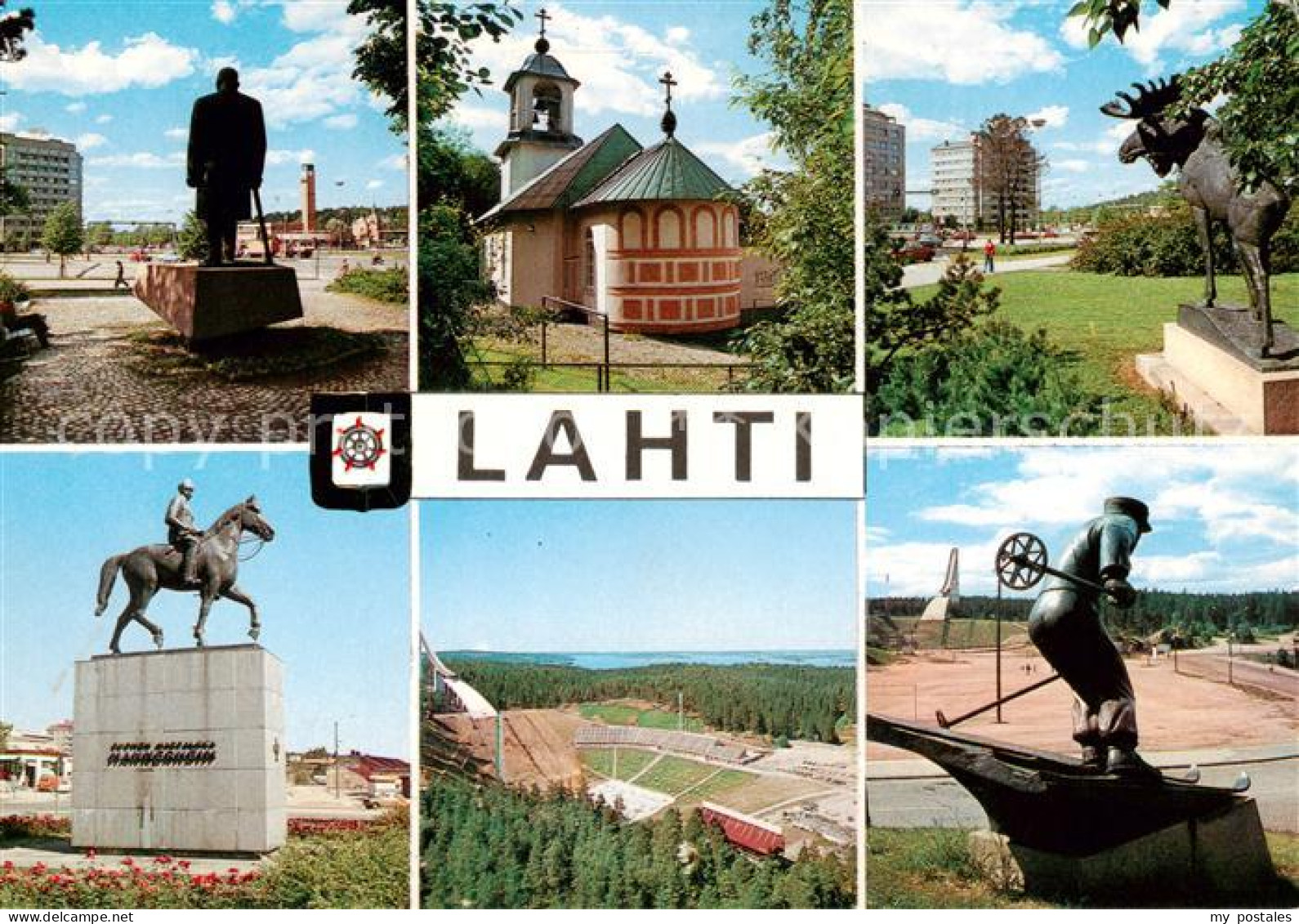 Lahti Statuen Reiterdenkmal Kirche Hochhaus Stadion