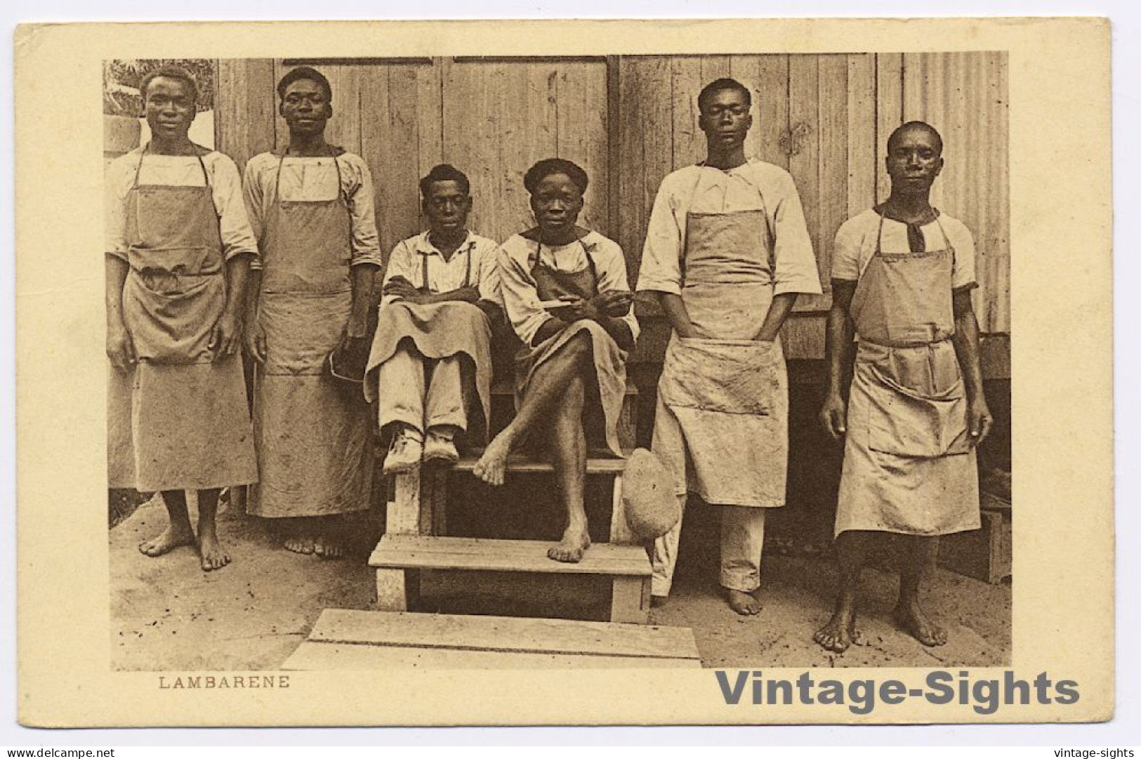 Lambarene: Albert Schweitzer Spital: Male Nurses (Vintage PC 1910s/1920s)