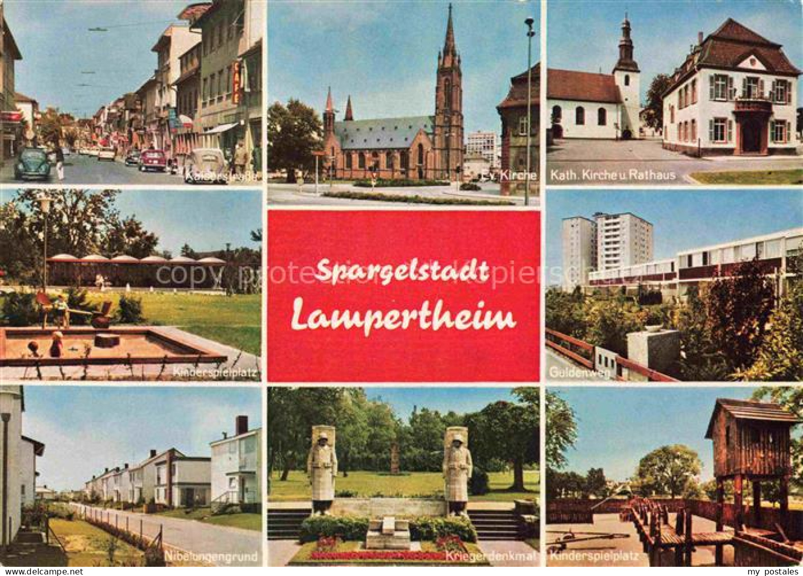 Lampertheim Bergstrasse Kaiserstrasse Ev-Kirche Kath-Kirche Rathaus Kinderspielp
