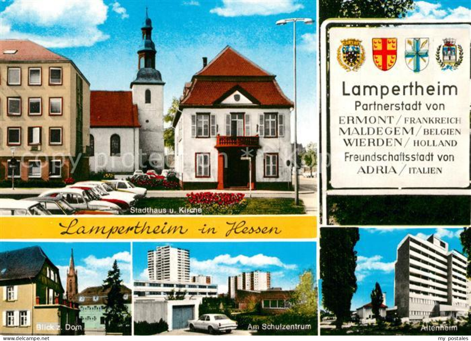 Lampertheim Bergstrasse Stadthaus und Kirche Dom Schulzentrum Altenheim