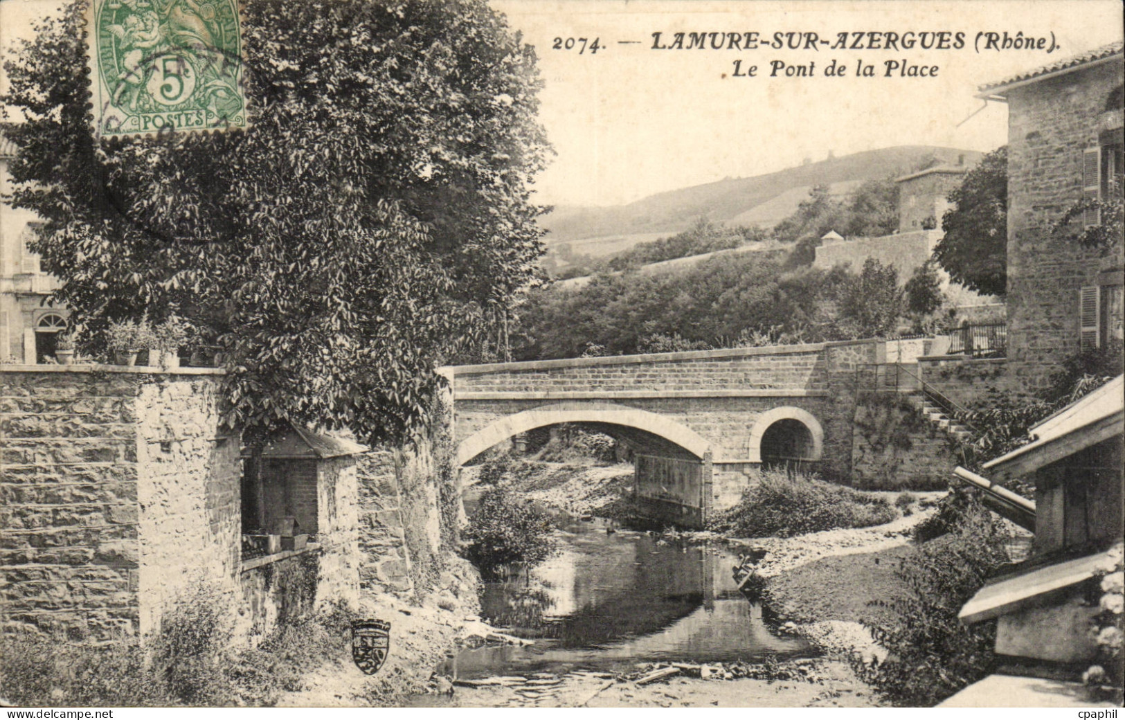 Lamure sur Azergues CPA Le pont de la place