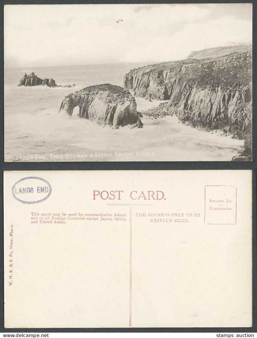 Land's End, Enys Dodnan and Armed Knight Rocks, Lands End, Cornwall Old Postcard