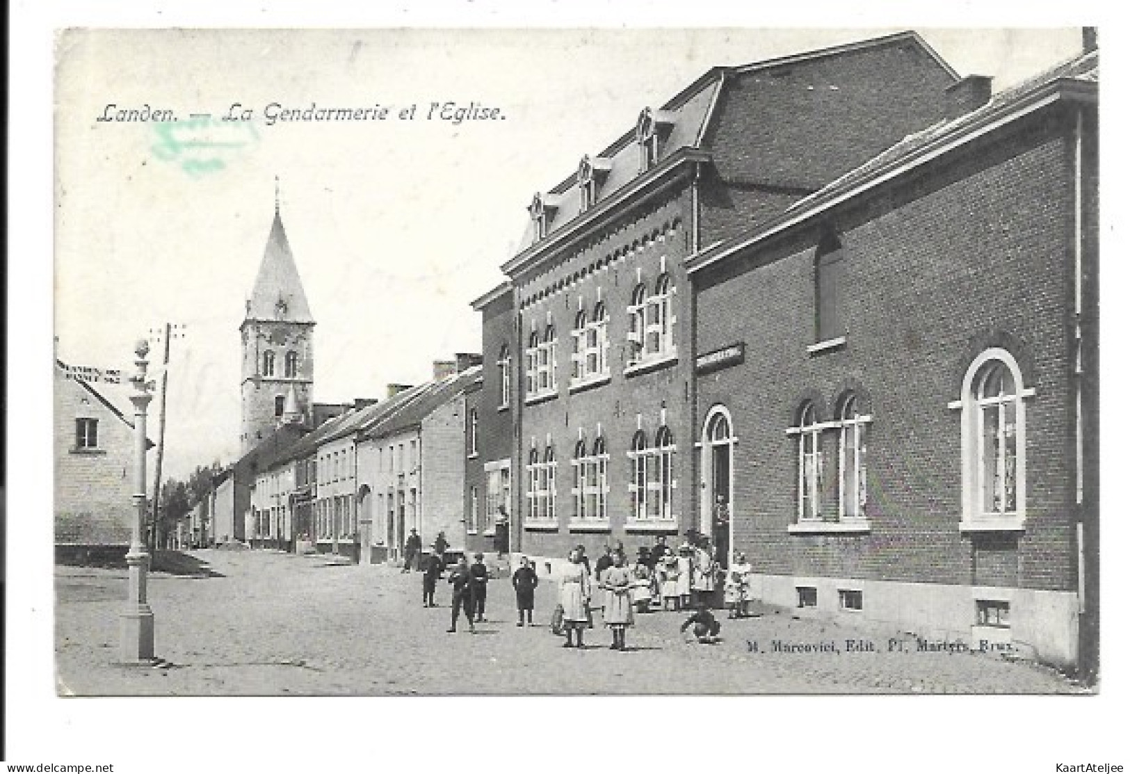 Landen - La Gendarmerie et l'Eglise.