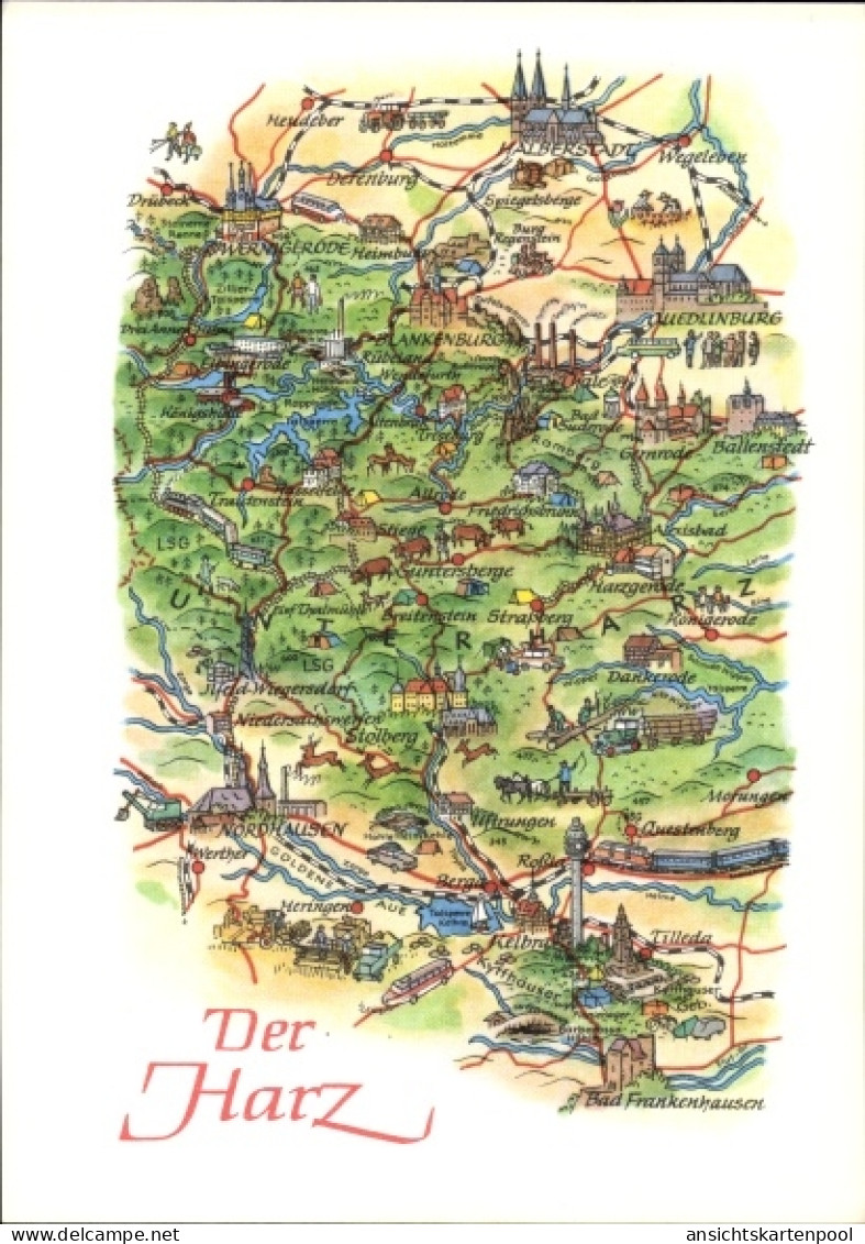 Landkarten CPA Nordhausen am Harz, Unterharz, Blankenburg, Wernigerode, Quedlinburg, Halberstadt