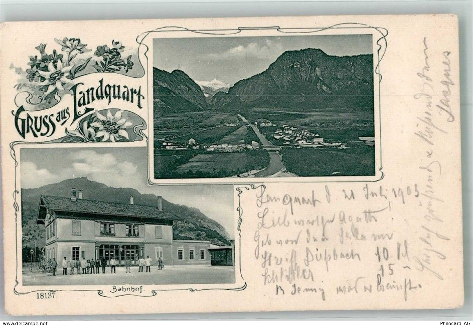Landquart Bahnhof Bahnhof Schweiz 1903 Foto AK - 13597821
