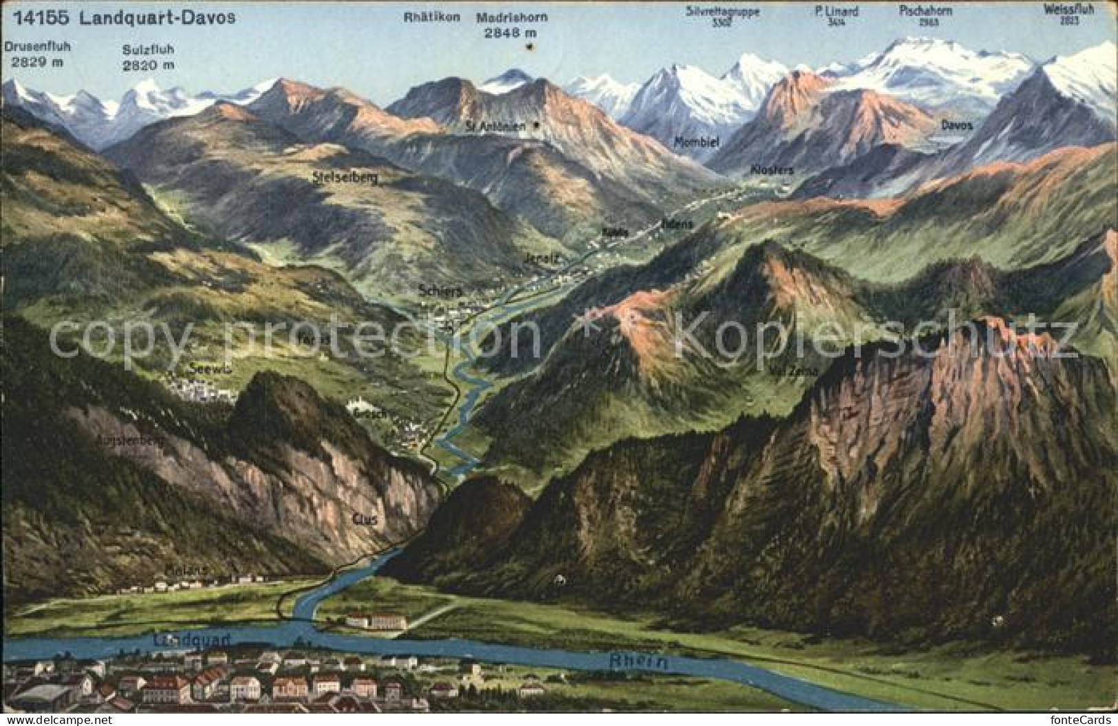 Landquart Davos Relief Panoramakarte