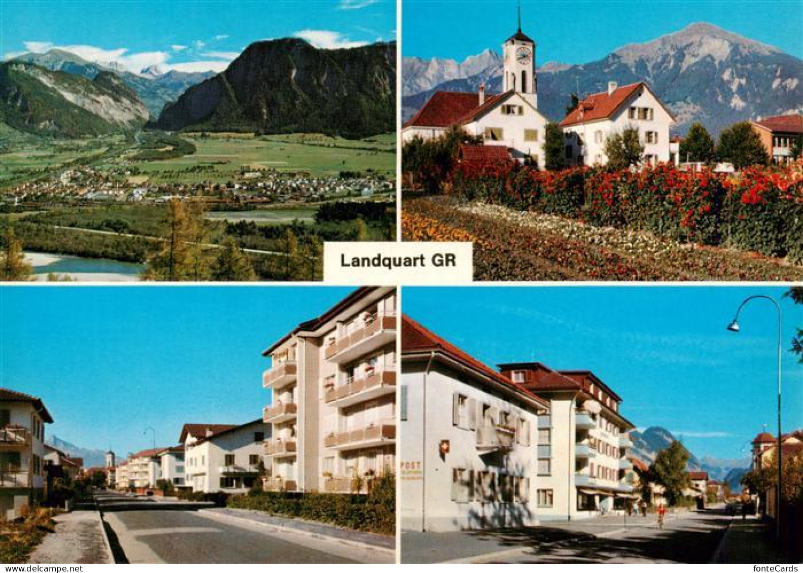 Landquart GR Panorama Kirche Strassenpartien