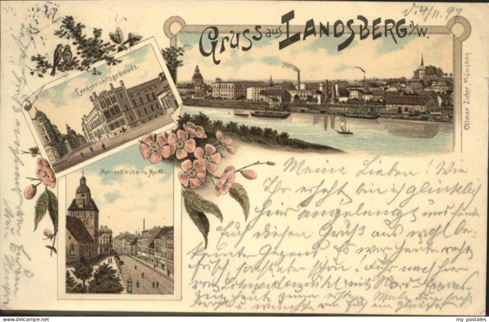 Landsberg Warthe Landsberg [Ostbrandenburg] Landesgerichtsgebaeude Marien Kirche