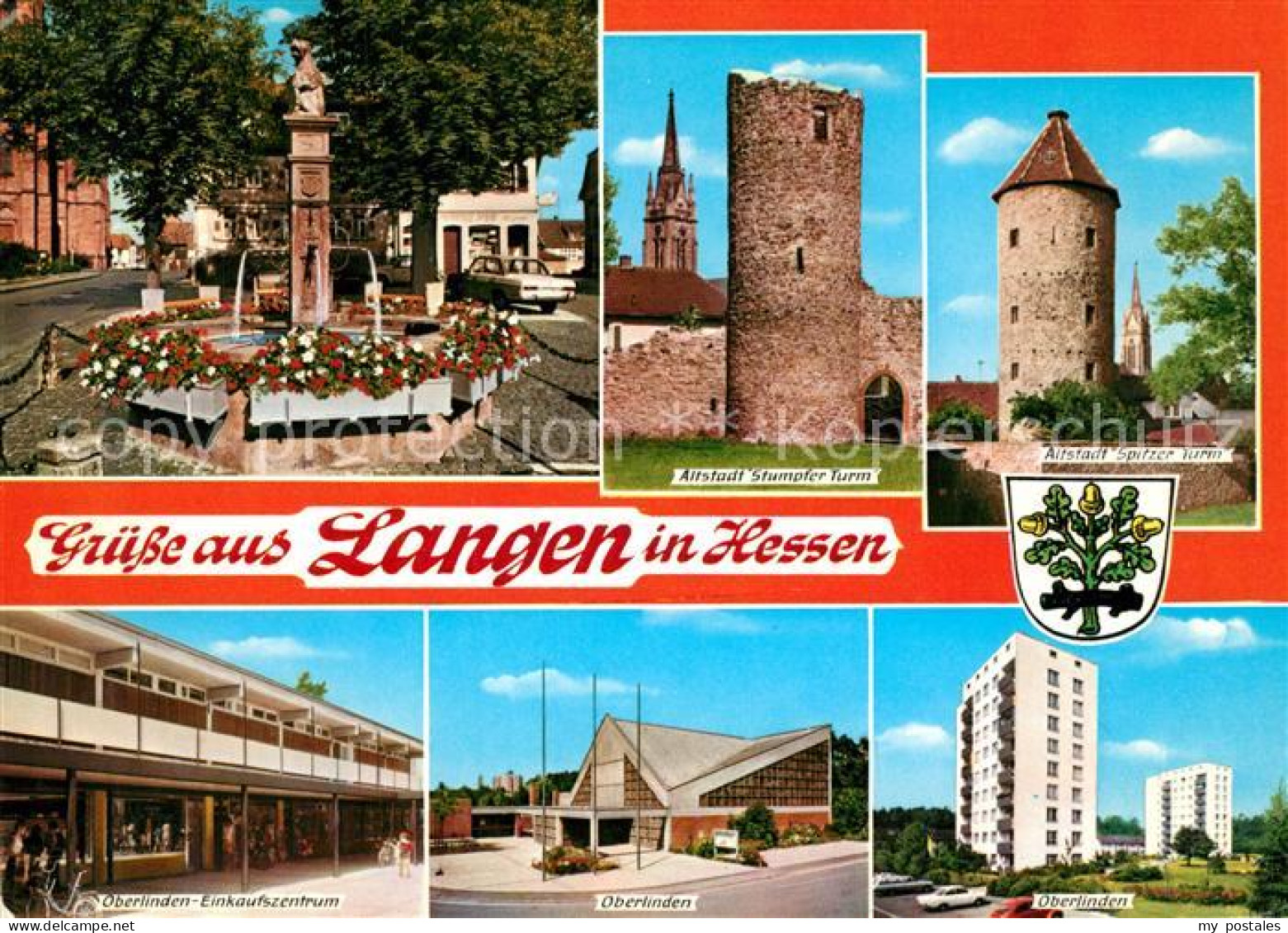 Langen Hessen Brunnen Stumpfer Turm Spitzer Turm Oberlinden Einkaufszentrum Hall