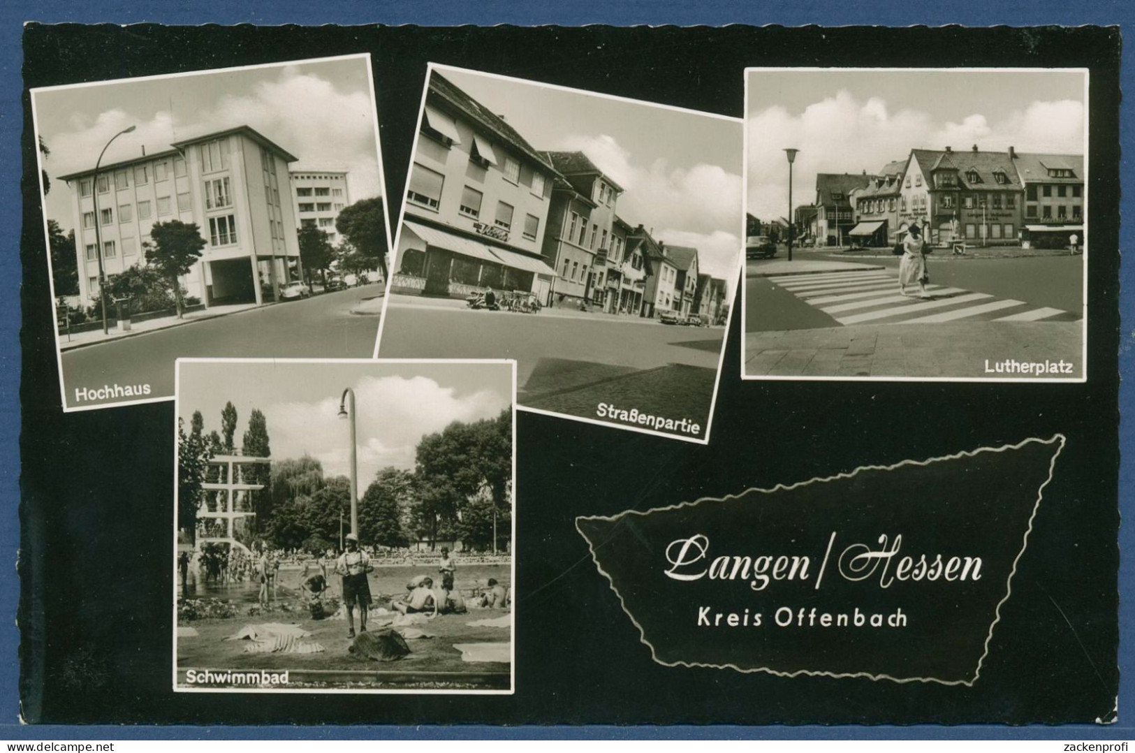 Langen / Hessen Lutherplatz Hochhaus Schwimmbad, ungebraucht (AK4294)