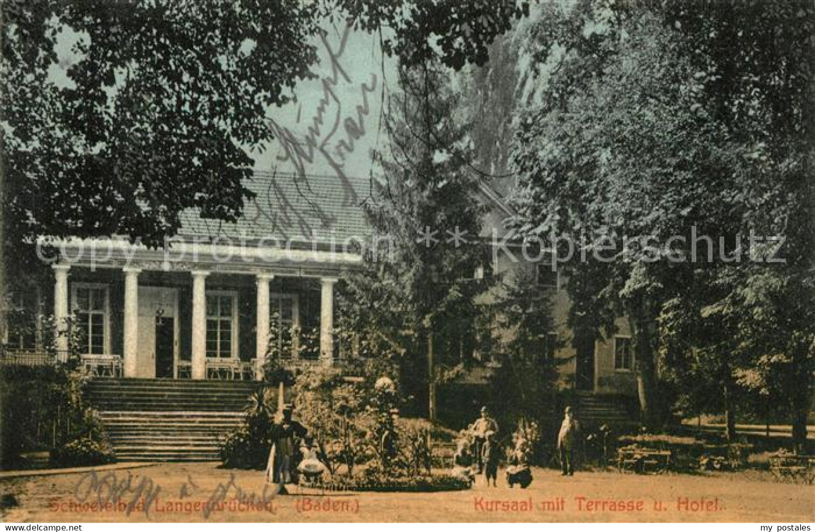 Langenbruecken Bad Schoenborn Schwefelbad Kursaal mit Terrasse und Hotel
