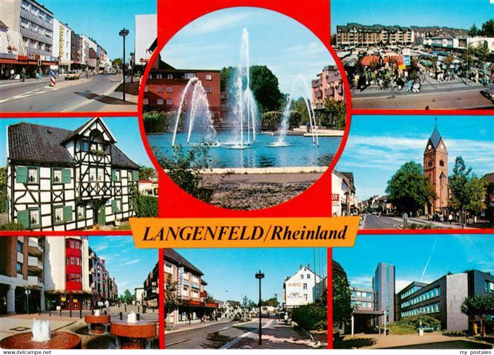 Langenfeld  Rheinland Ortsansichten Wasserspiele Fachwerkhaus Kirche