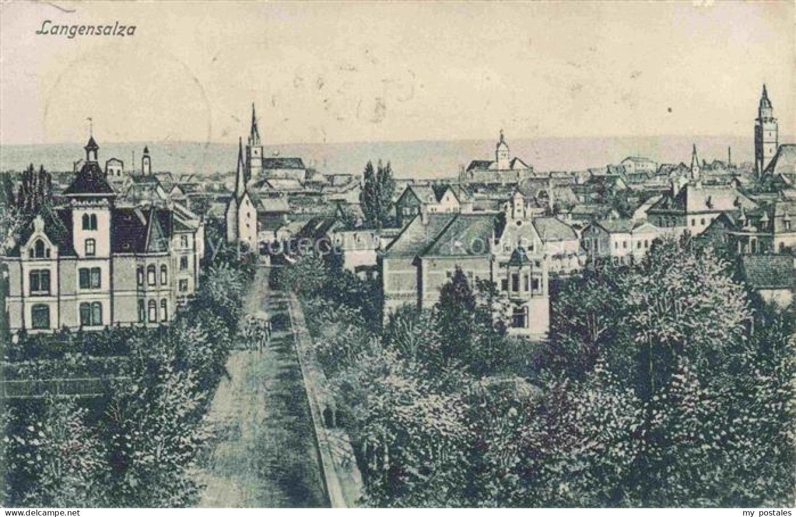 Langensalza Bad Stadtpanorama Kuenstlerkarte