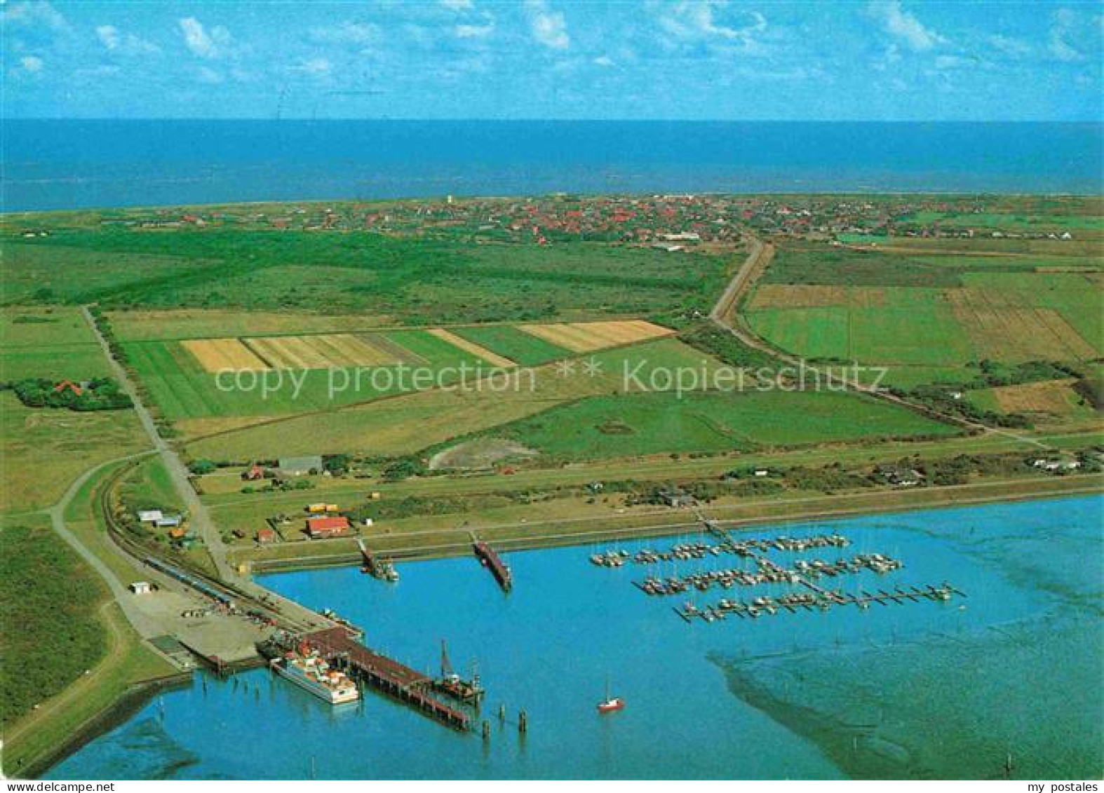 LANGEOOG Nordseebad Anleger MS-Langeoog Inselbahn Yachthafen Nordsee Luftbild Fe
