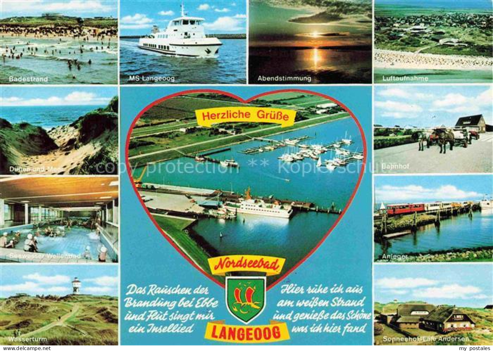 LANGEOOG Nordseebad Badestrand MS-Langeoog Seebad Duenen Wellenbad Wasserturm Ha