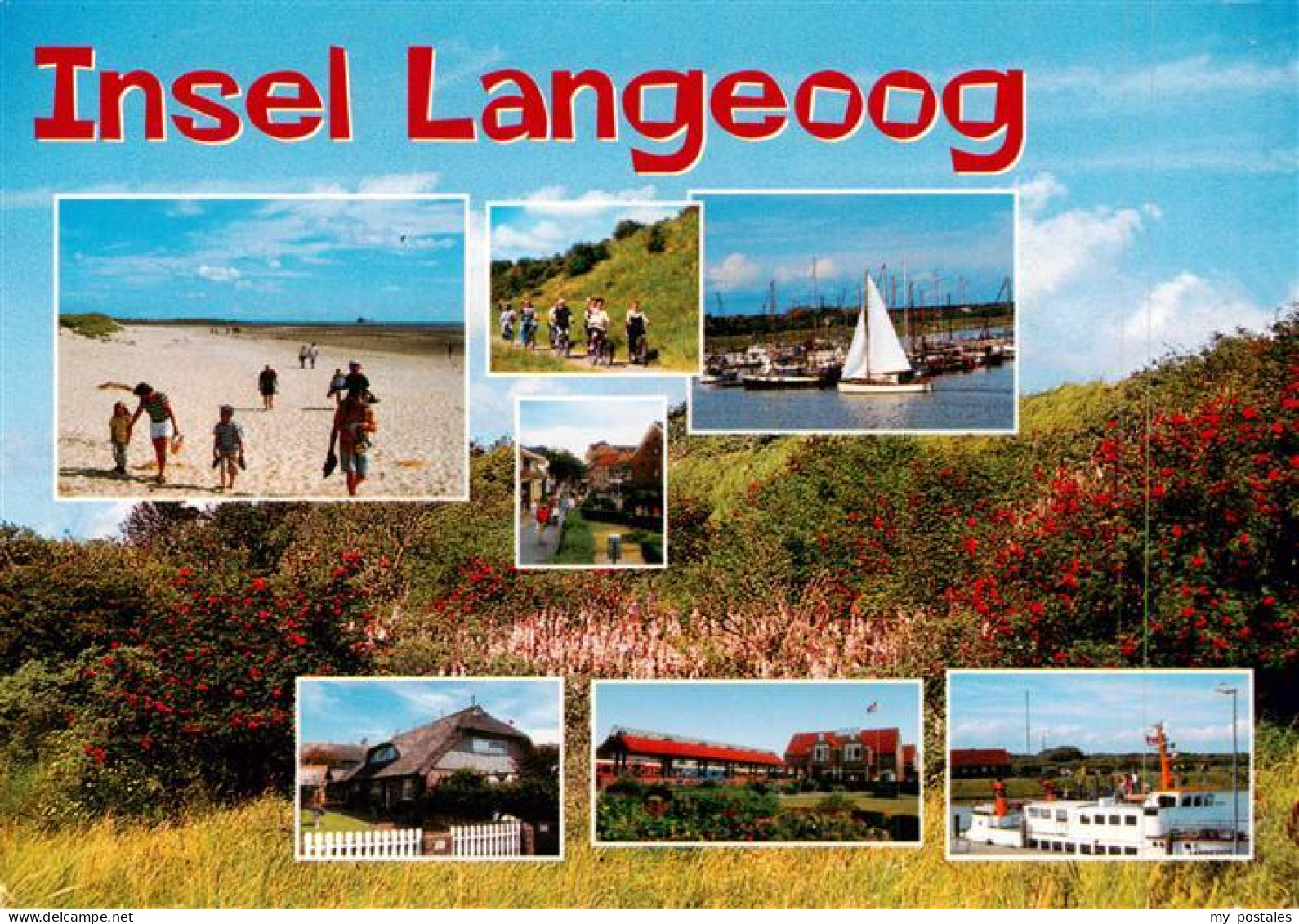 Langeoog Nordseebad Strand Radfahren Inselhaeuser MS Langeoog