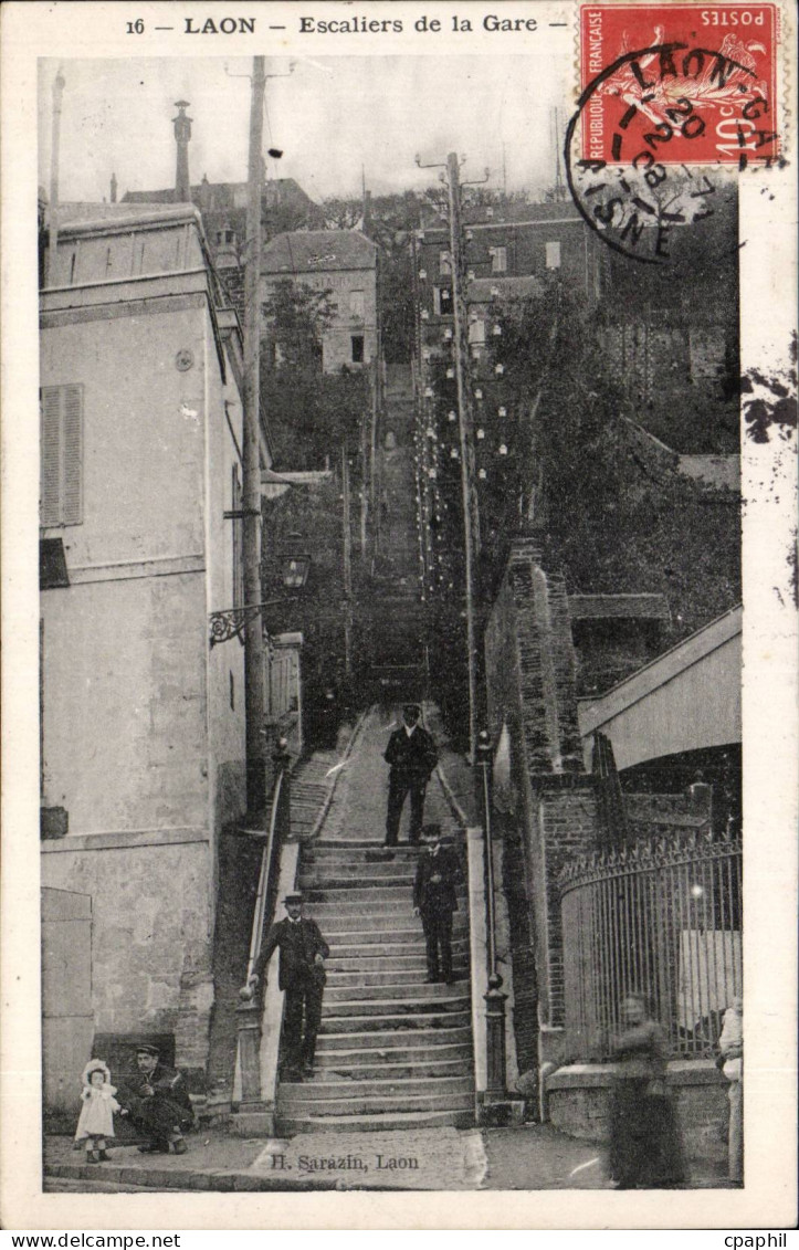 Laon - Escalier de la Gare - CPA
