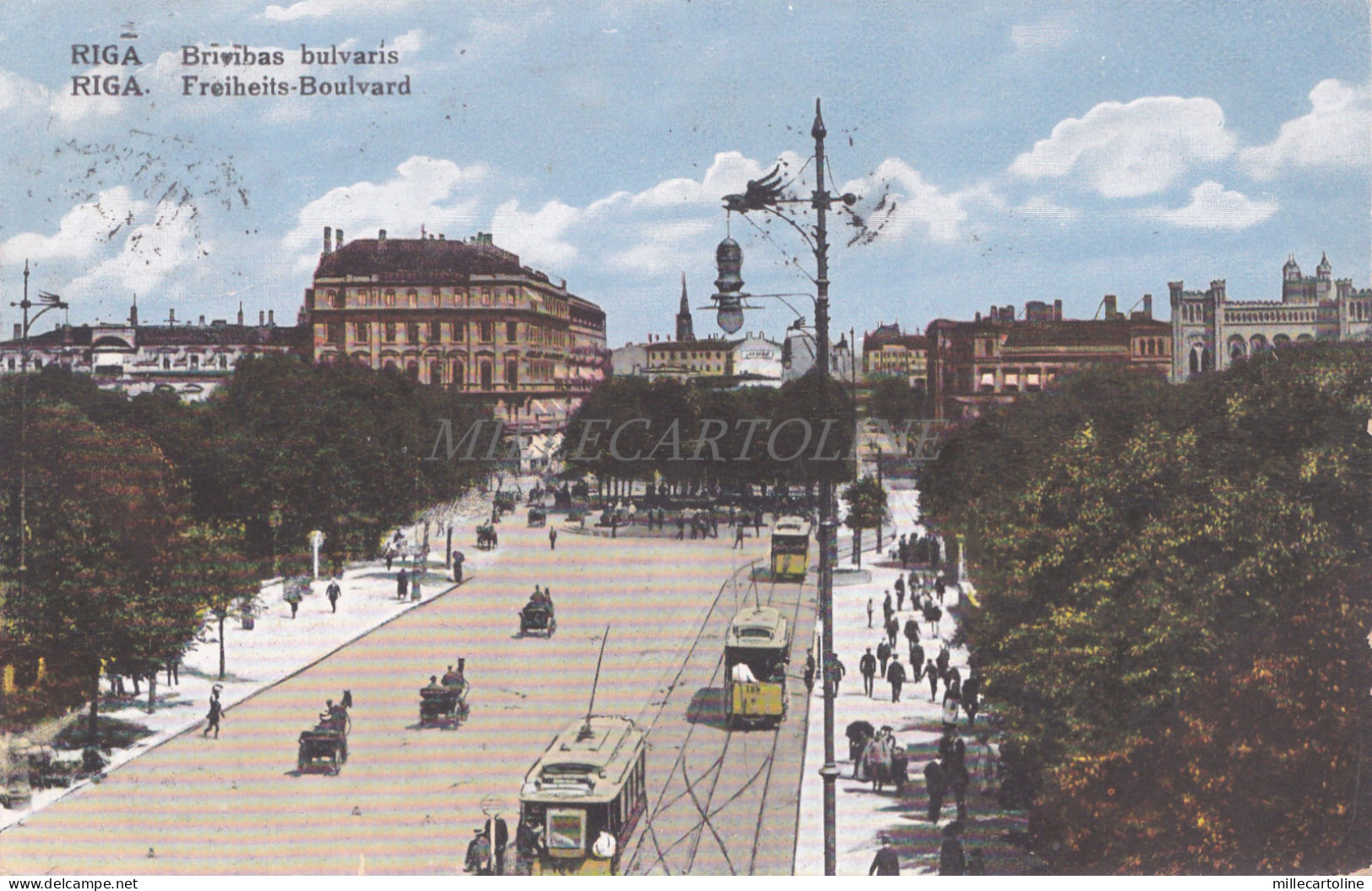 LATVIA - Riga, Brivibas bulvaris, Postcard 1926