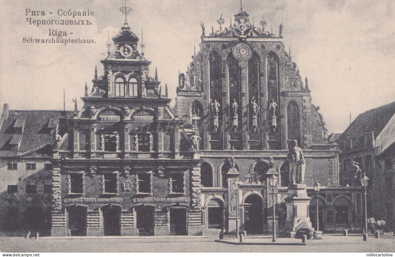 LATVIA - Riga, Schwarzhaupterhaus, Postcard 1917 WWI Feldpost