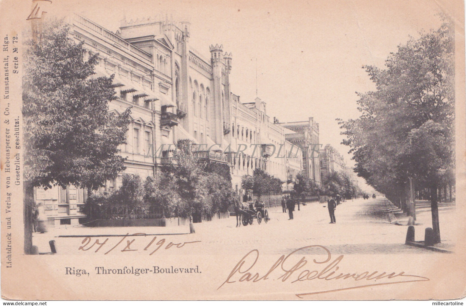LATVIA - Riga, Thronfolger-Boulevard, Postcard 1900