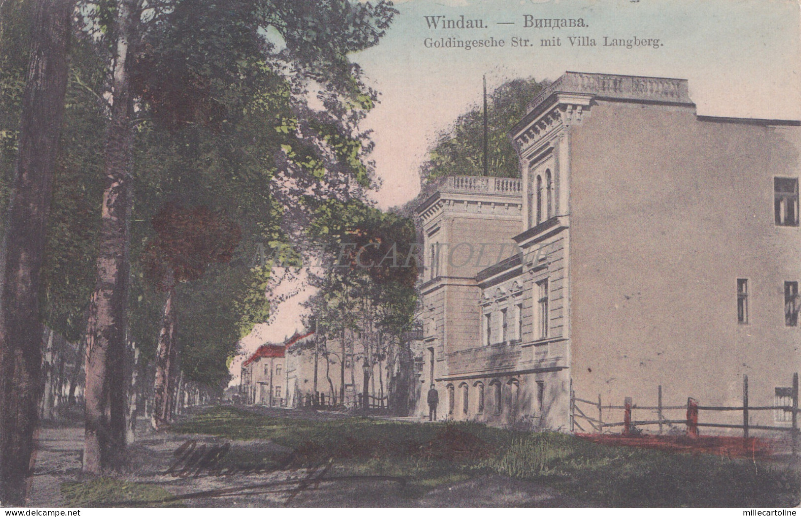 LATVIA - Windau, Ventspils, Goldingesche Str. mit Villa Langberg, Postcard 1903