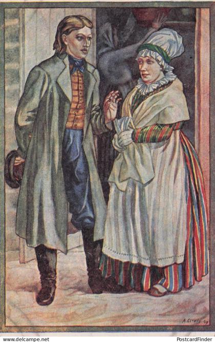 Latvian National Dresses Limbaschi Livonia Costume Old Postcard