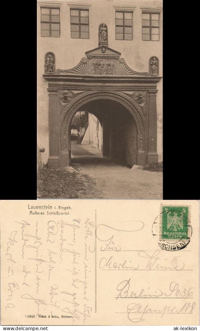 Lauenstein Erzgebirge Altenberg  Schloß Lauenstein - Äußeres Schloßportal 1924