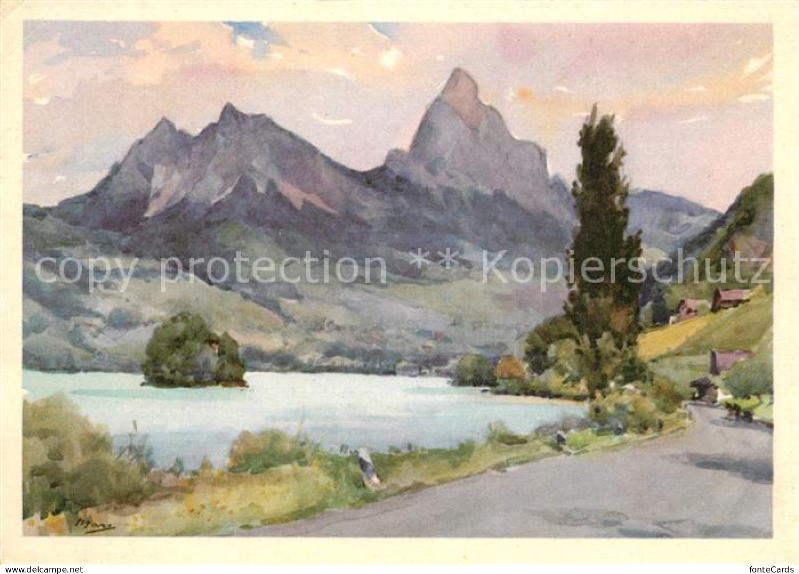 Lauerz Lauerzersee Kuenstlerkarte