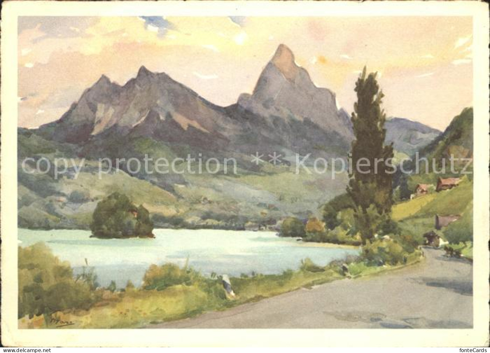 Lauerz Lauerzersee Kuenstlerkarte