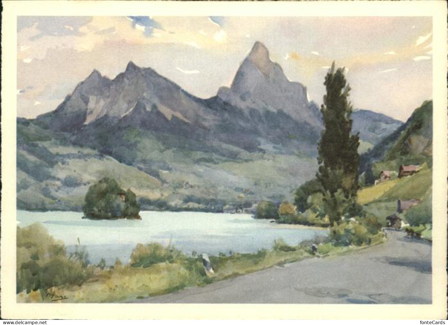 Lauerz Lauerzersee Kuenstlerkarte