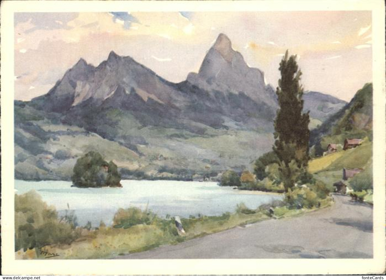 Lauerz Lauerzersee Kuenstlerkarte