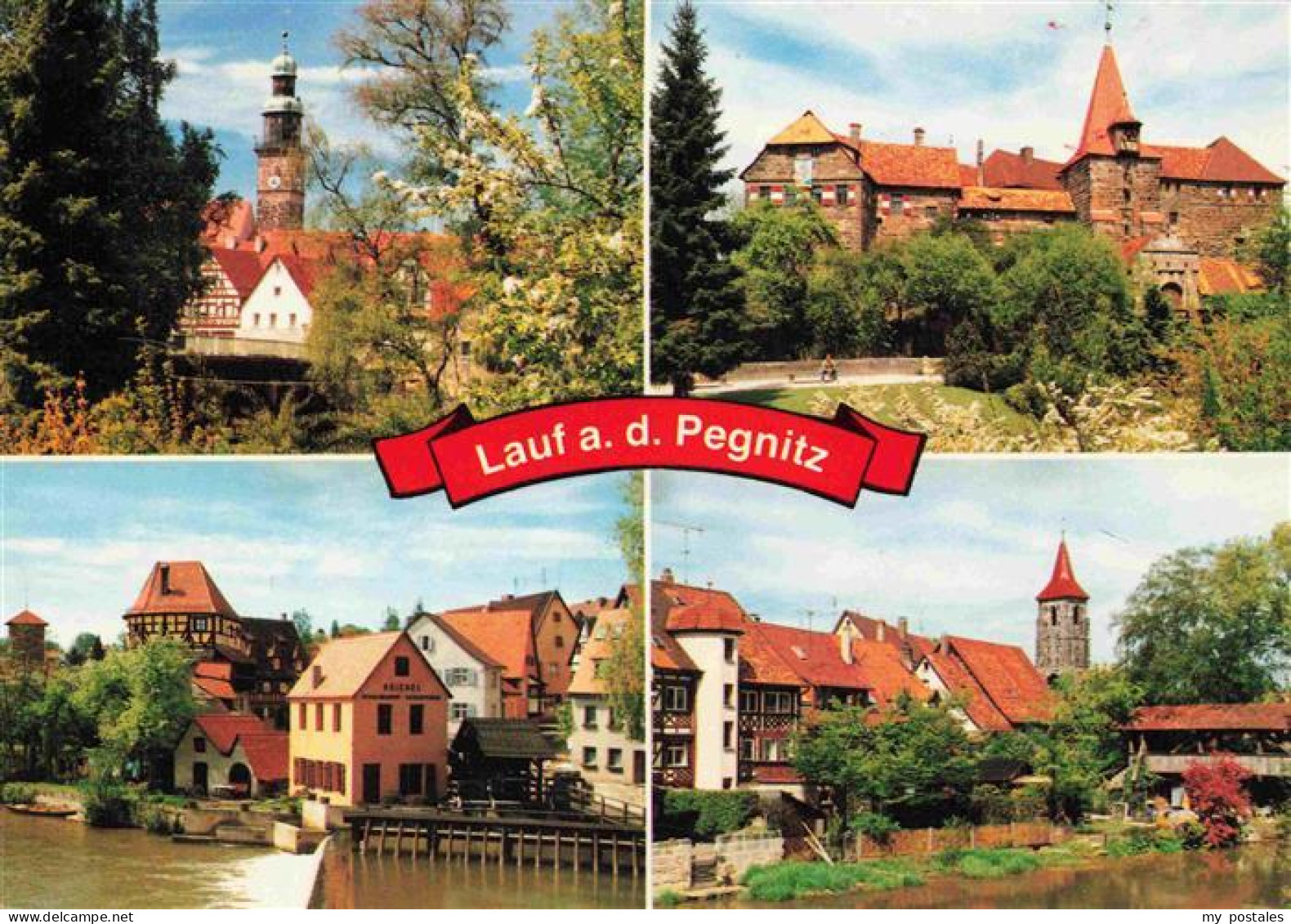 Lauf Pegnitz Nuernberger Land Bayern Pegnitz Rathaus Burg Fachwerkhaeuser Stadtm