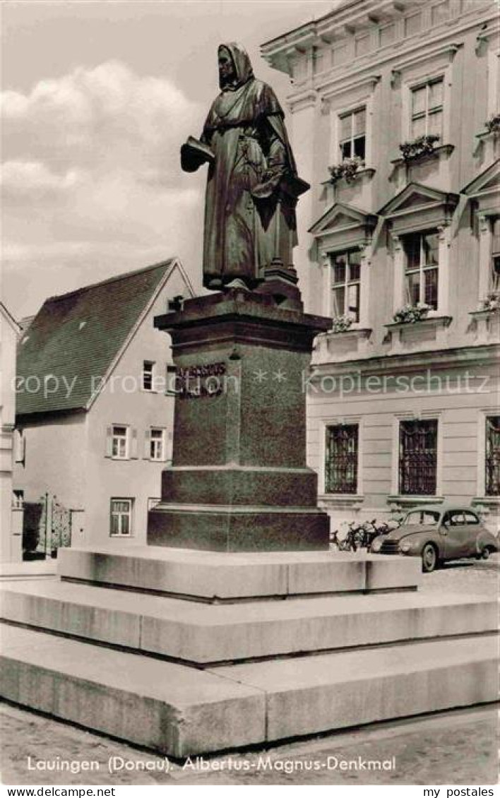 Lauingen Donau Bayern Albertus-Magnus-Denkmal Denkmal Statue Buergerhaus Oldtime