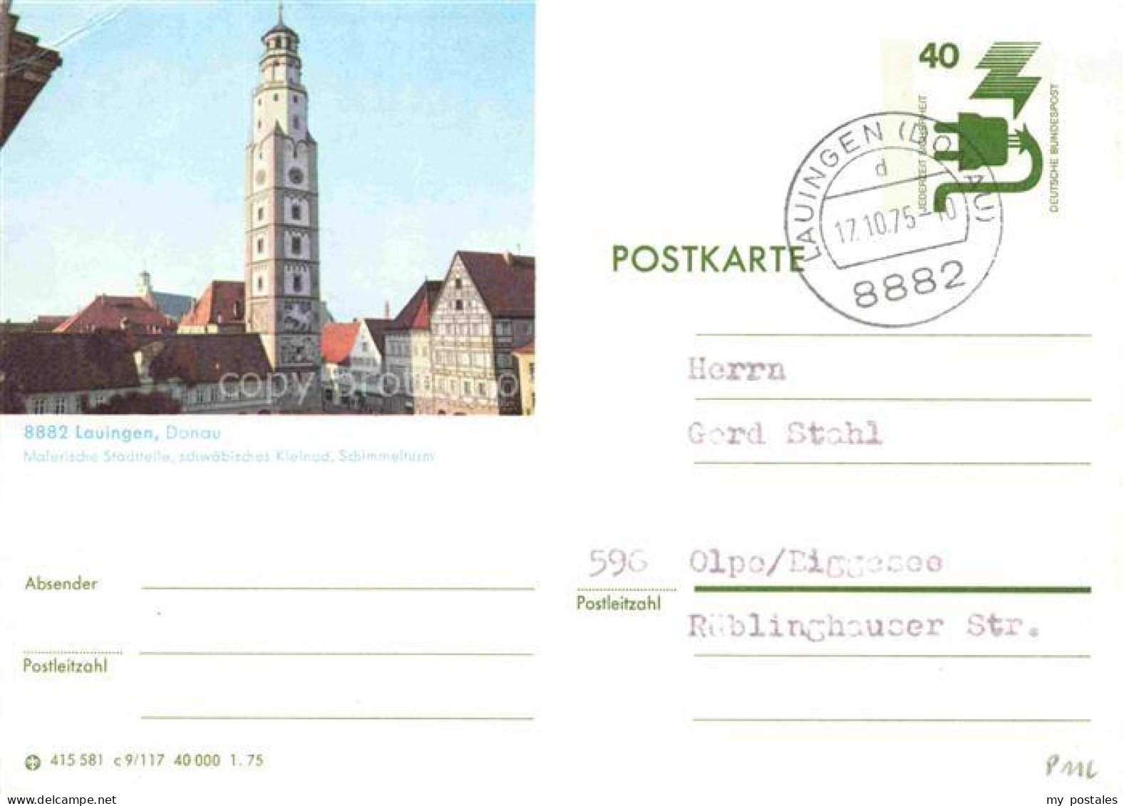 Lauingen Donau Bayern Schimmelturm Marktplatz Fachwerkhaeuser Schwaben Stadtansi