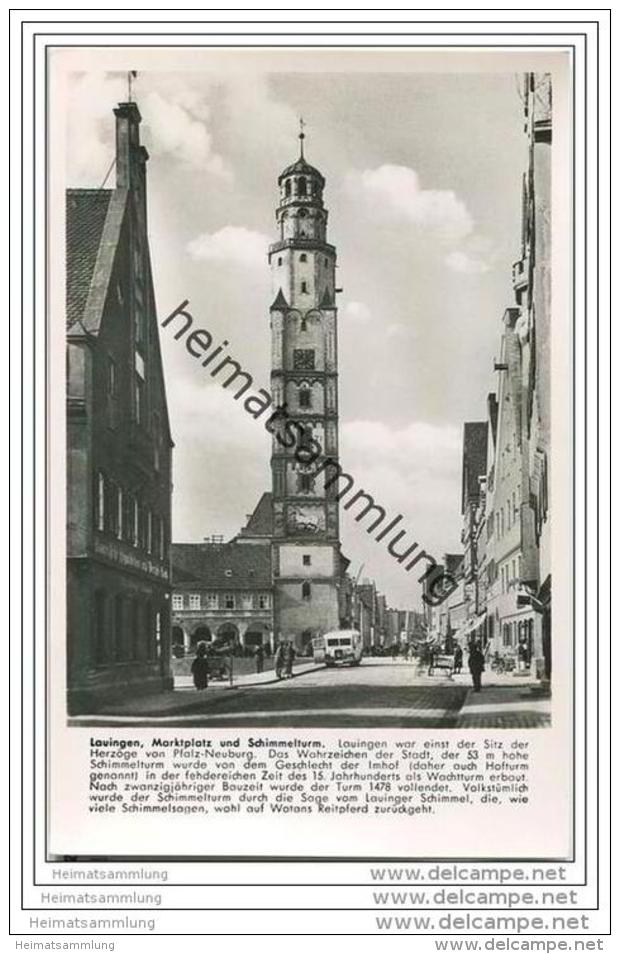 Lauingen (Donau) - Marktplatz - Schimmelturm - Bus - Foto-AK