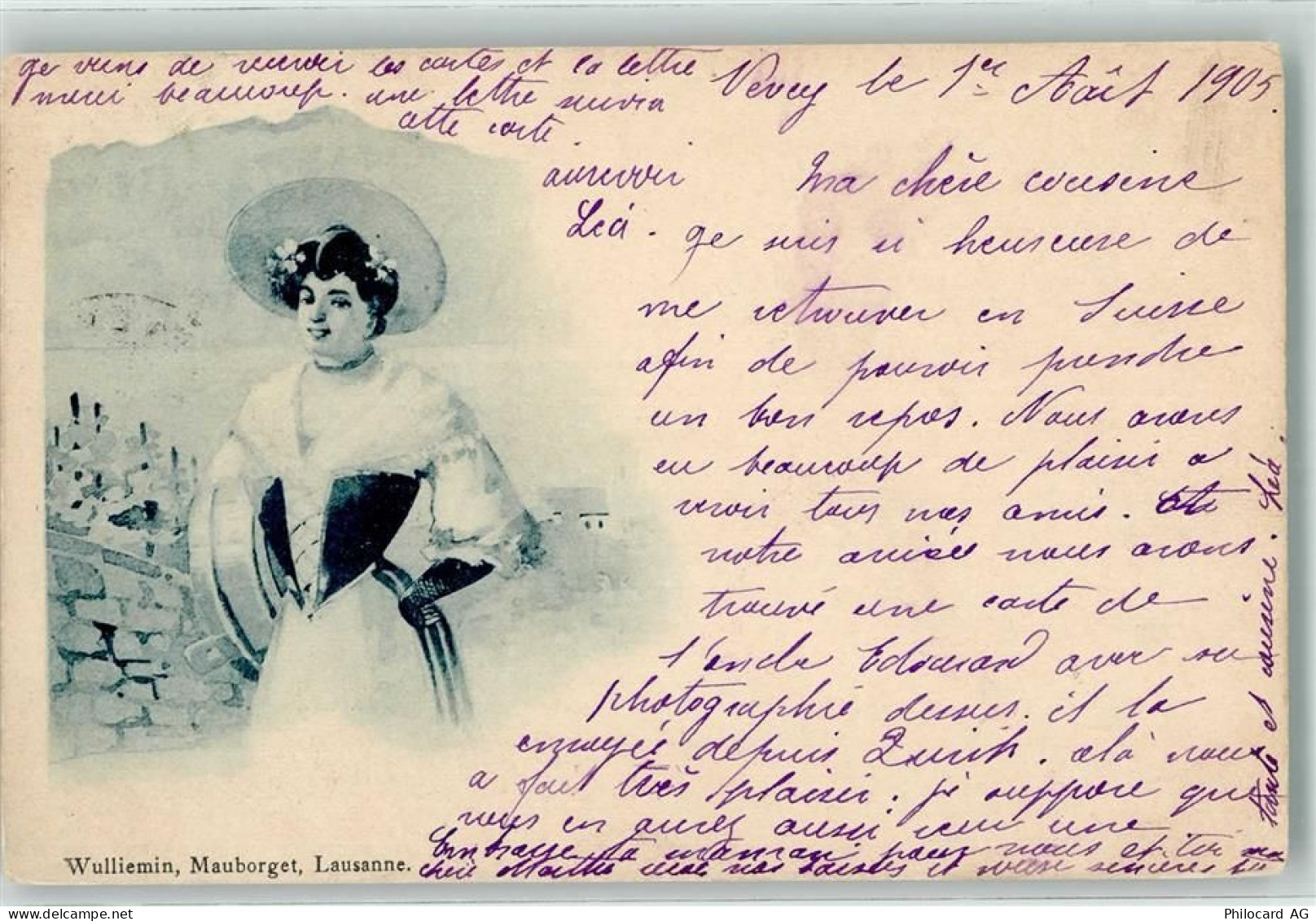 Lausanne Losanna Frau Wulliemin Mauborget Tracht Schweiz 1905 - 39531865