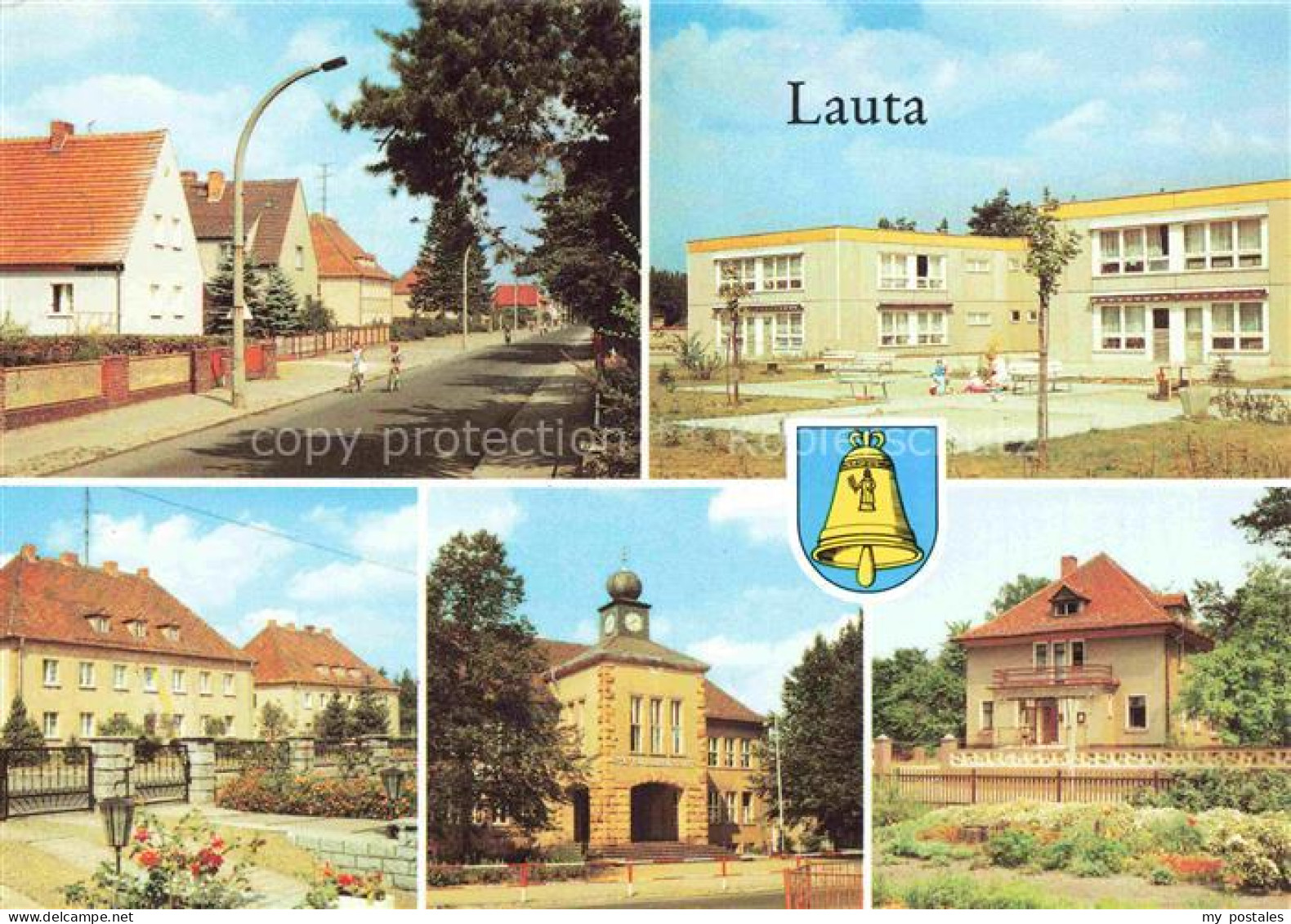 Lauta Hoyerswerda Sachsen Wohnstrasse Schule Rathaus Wohnhaeuser Wappen Strassen