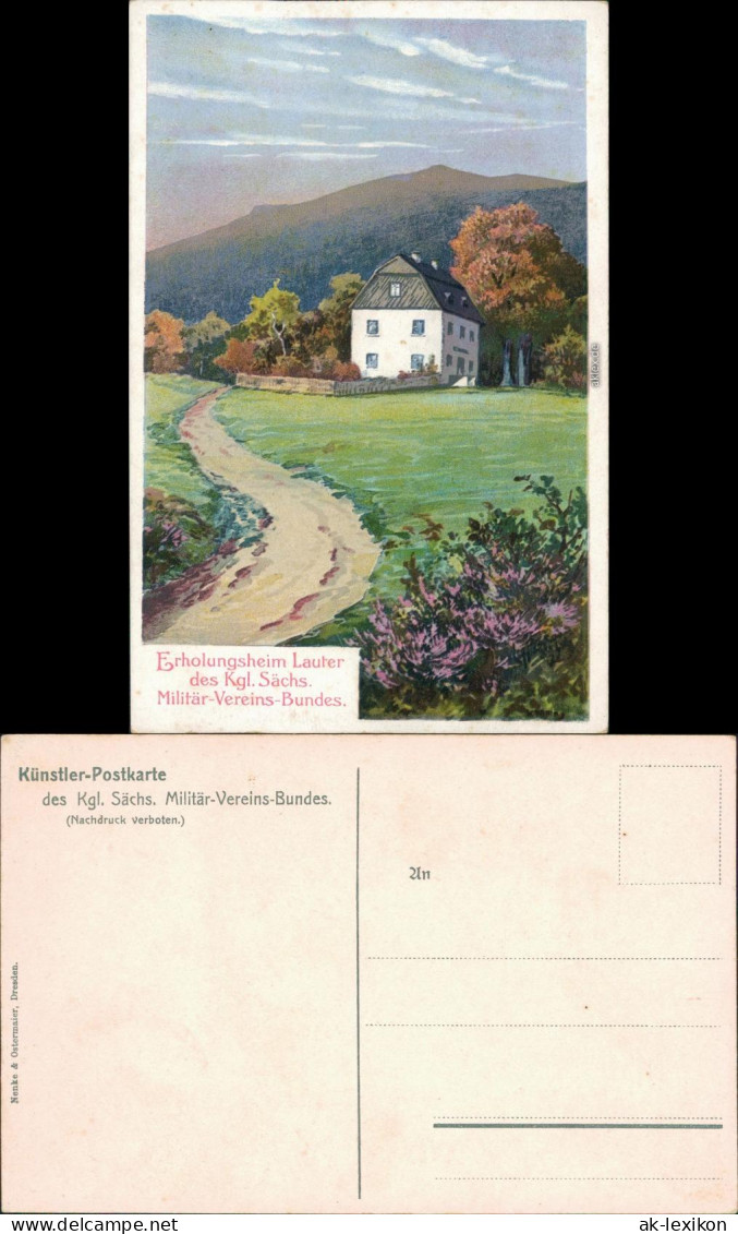 Lauter (Erzgebirge)- Bernsbach Künstlerkarte - Partie am Erholungsheim 1914