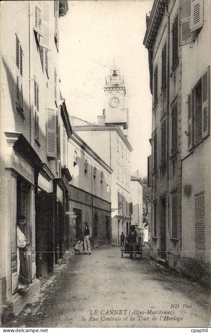 Le Cannet - La Rue Centrale et le Tour d'Horloge - CPA