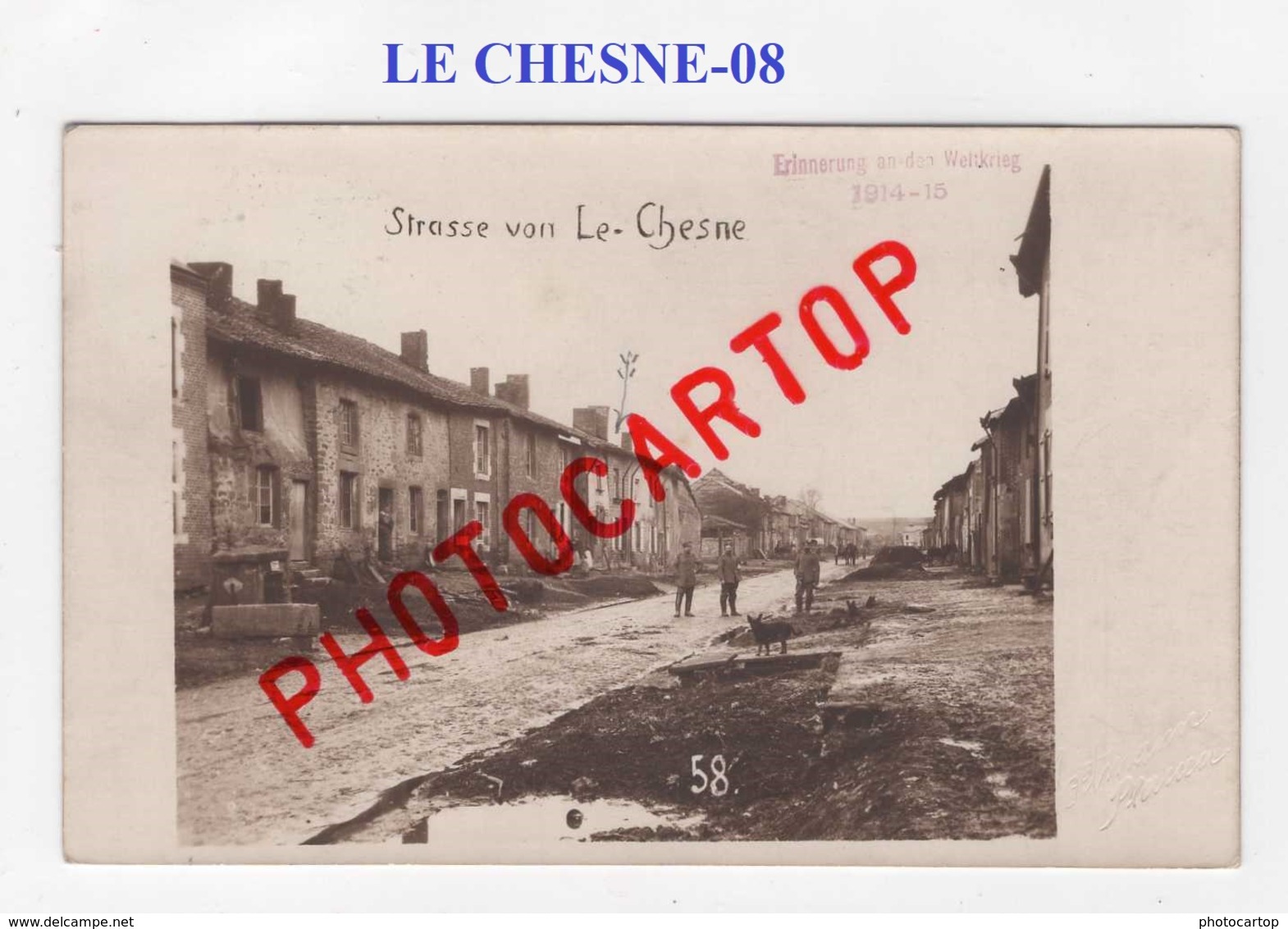 LE CHESNE-CARTE PHOTO allemande-GUERRE 14-18-1 WK-France-08-Feldpost