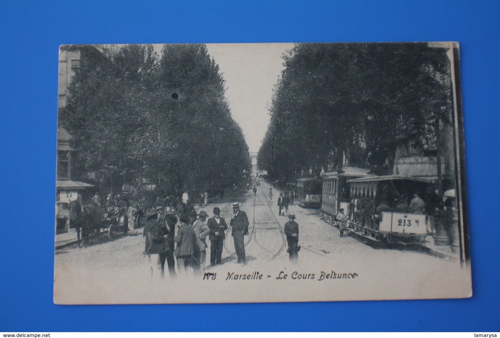 LE COURS BELSUNCE très Animé MARSEILLE CPA-Carte Postale [13] Bouches-du-Rhône-charrettes-tramway-taxis-trolleybus