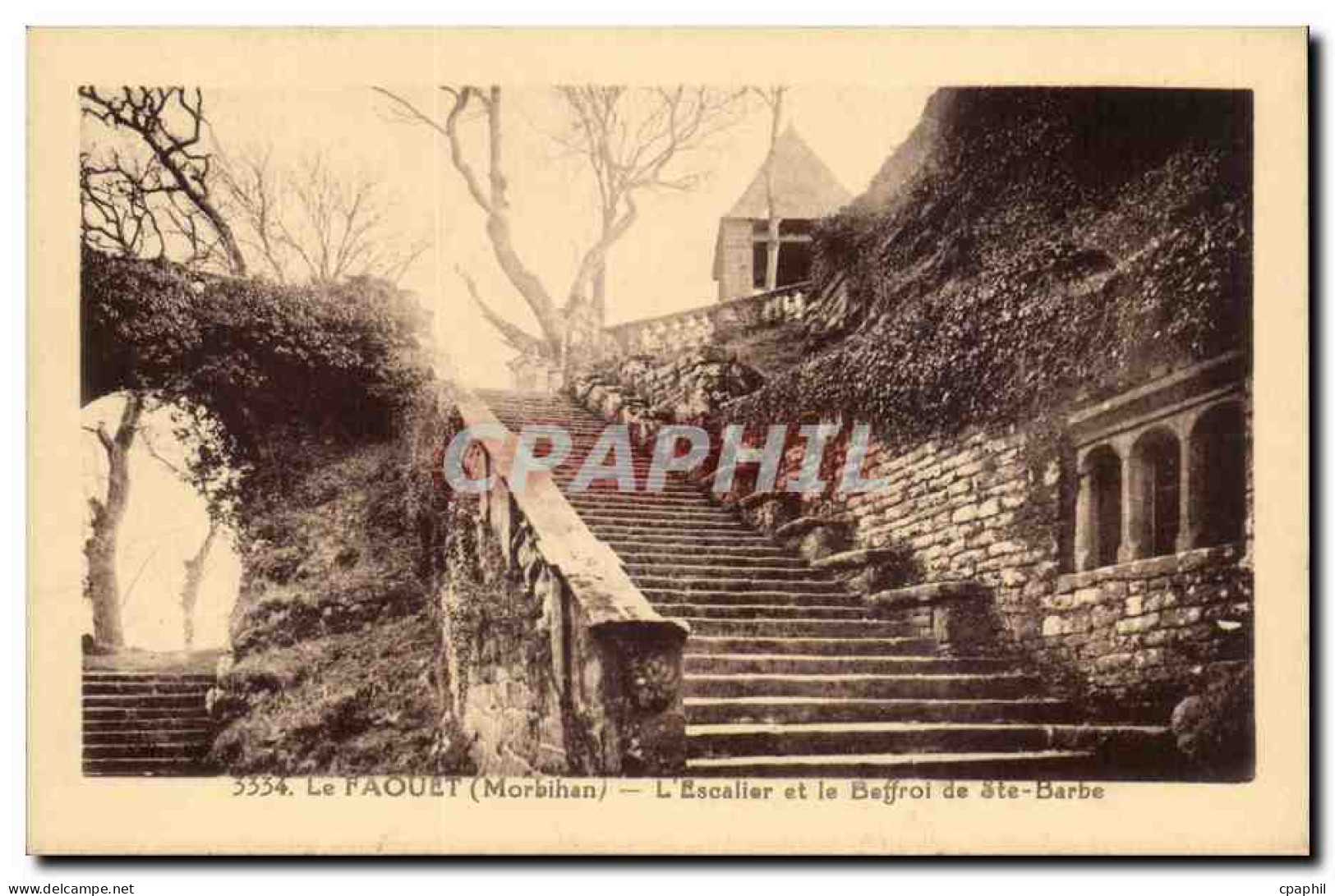 Le Faouet CPA L'escalier et le beffroi de Ste Barbe