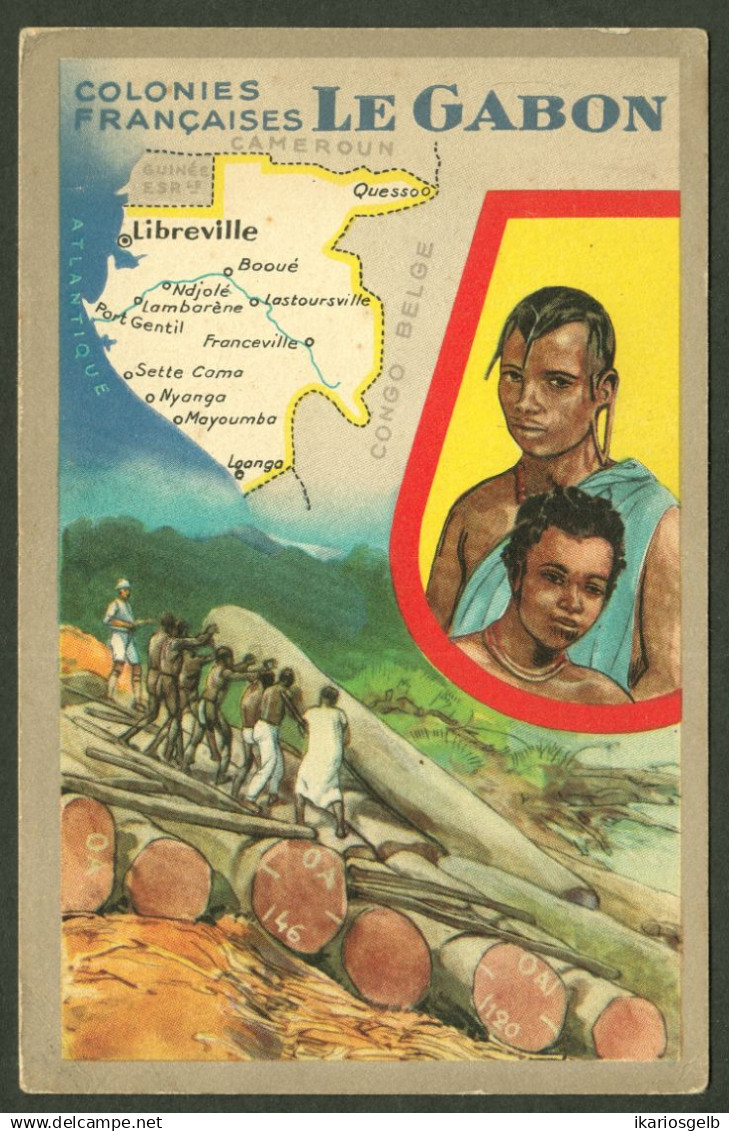 LE GABON Gabun 1955 carte publicite (comme format carte postale) du Lion-Noir Paris-Montrouge