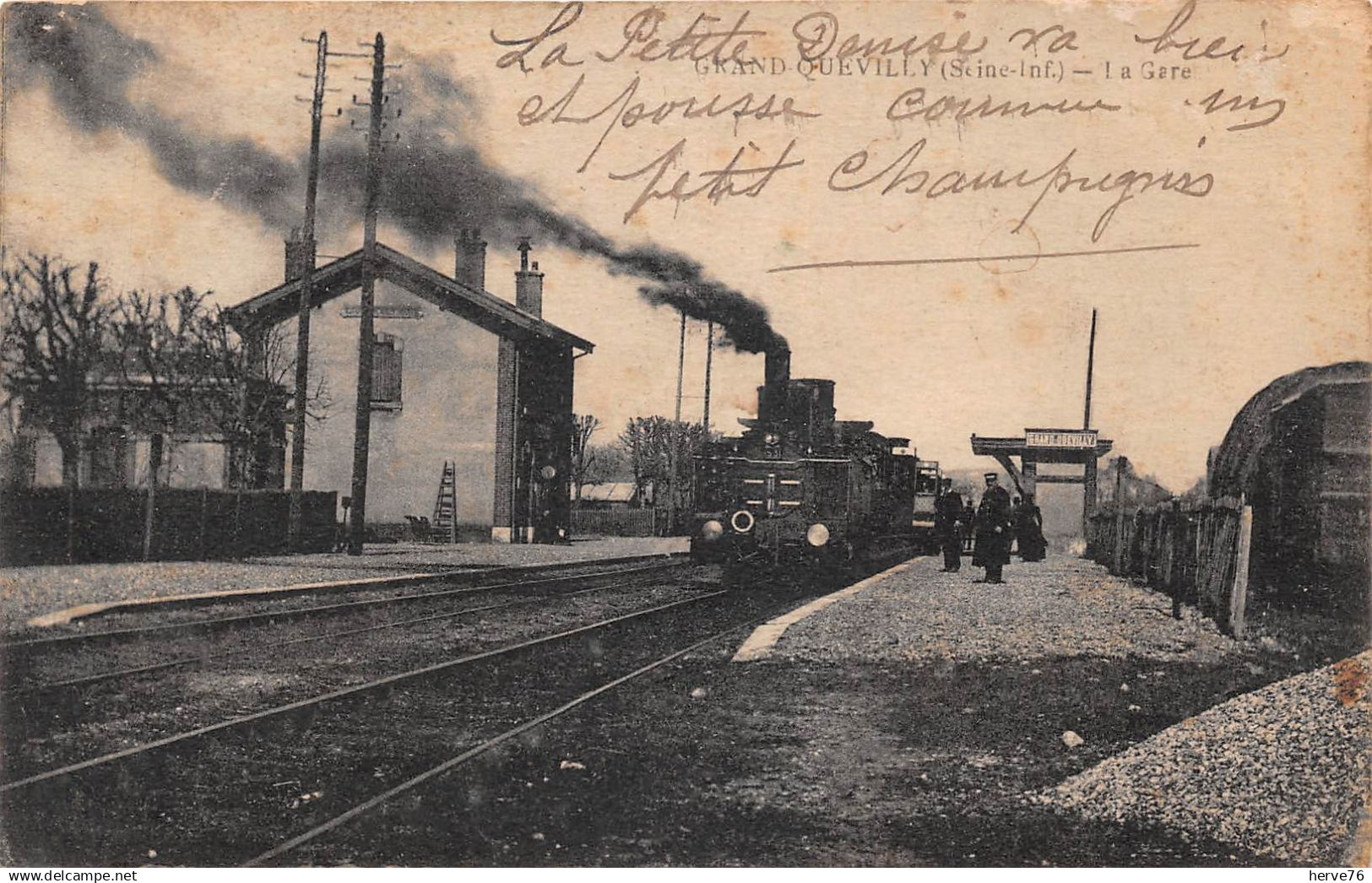 LE GRAND QUEVILLY - la Gare - 1919 - train