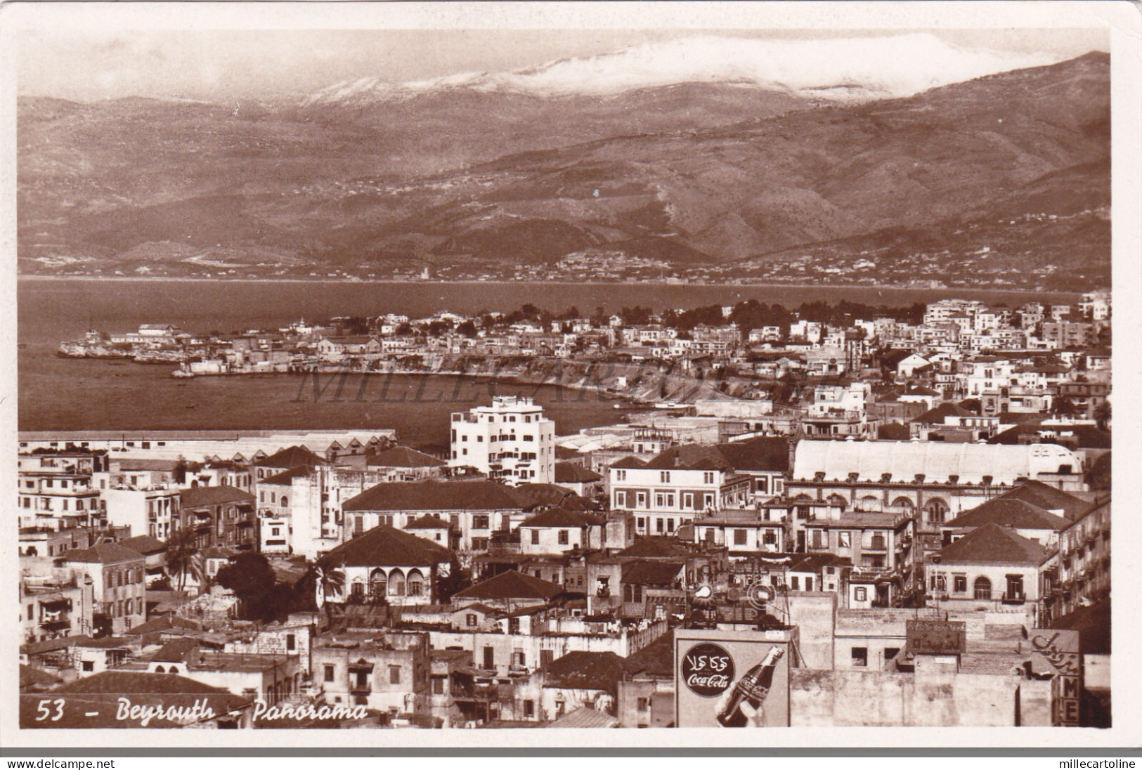 LEBANON - Beyrouth, Panorama, Coca Cola, Photo Postcard 1955