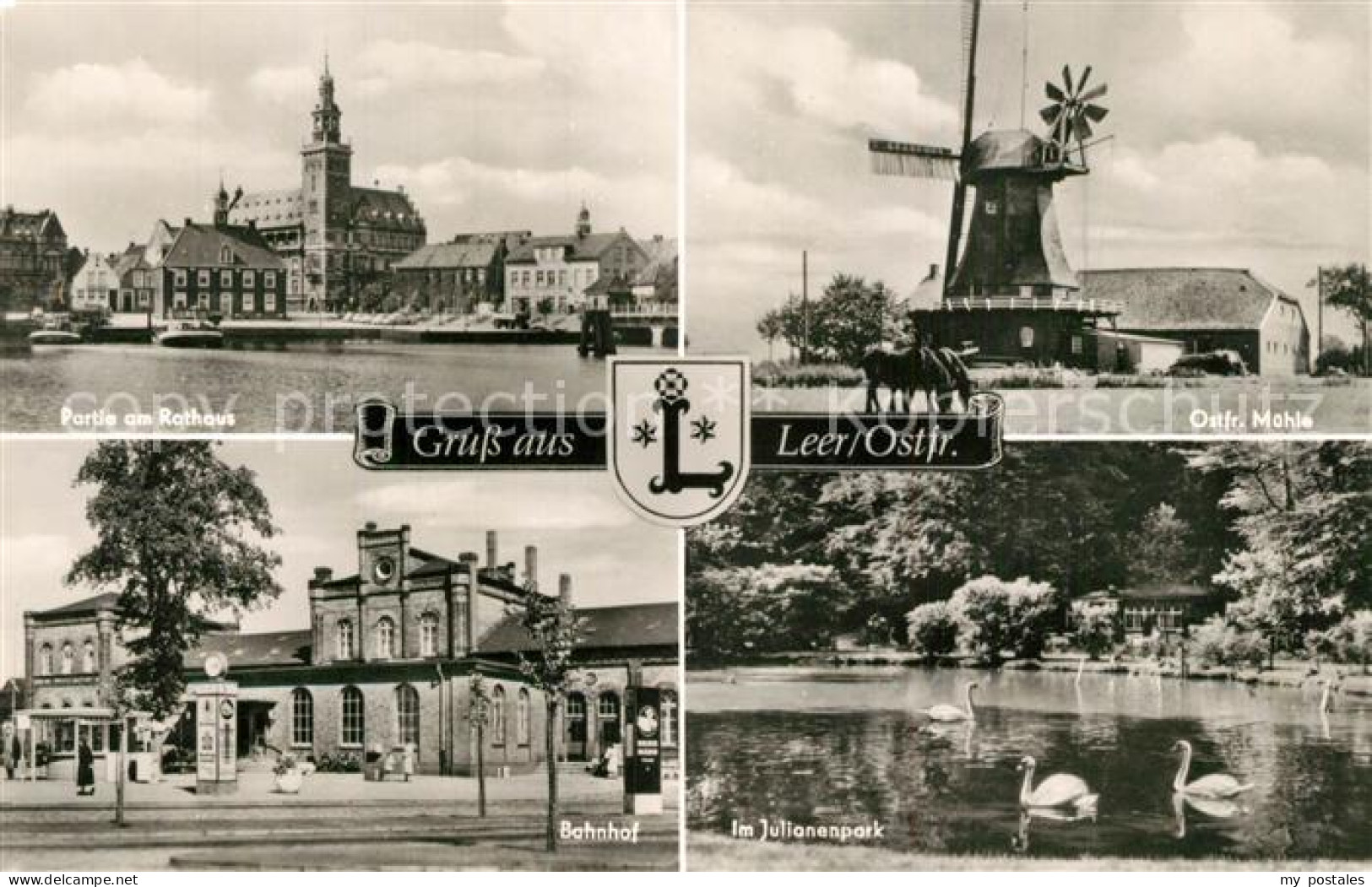 Leer Ostfriesland Rathaus Ostfriesenmuehle Bahnhof Julianenpark